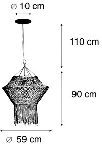 Candeeiro de suspensão campestre macramé 90 cm - Corda Rústico