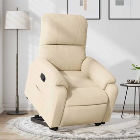 Poltrona reclinável elevatória tecido de microfibra cor creme