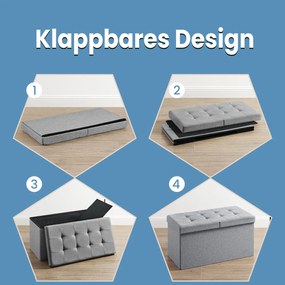 Banco com espaço de arrumação 38 x 76 x 38 cm cinzento