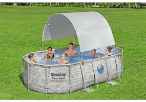 Toldo para piscina acima do solo branco