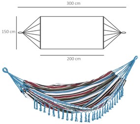 Rede Dupla de Algodão Portátil para Acampar interior e exterior Carga 150kg 300x150cm Colorido