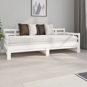 Estrutura sofá-cama de puxar 2x(80x200) cm pinho maciço branco