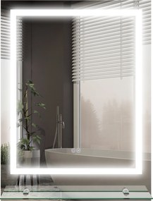 Espelho retangular 80 x 60 cm de parede com iluminação LED para casa de banho