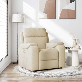 vidaXL Poltrona reclinável tecido cor creme