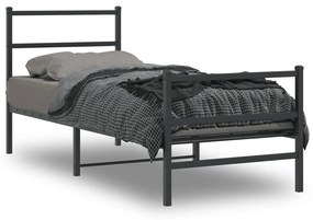 355373 vidaXL Estrutura de cama com cabeceira e pés 75x190 cm metal preto