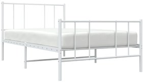 Estrutura de cama com cabeceira e pés 90x200 cm metal branco