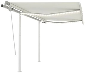 Toldo retrátil manual com LED 3,5x2,5 m cor creme