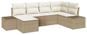 Conjunto de Sofá Modular para Jardim de 6 Peças com Almofadas Bejinhas