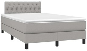 Cama box spring c/ colchão e LED 120x200 cm tecido cinza-claro