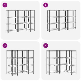 Prateleiras de armazenamento de 4 camadas 3 pcs aço azul