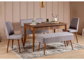 Conjunto de Mesa de Jantar Extensível e Cadeiras Vina – Nogueira e Cin