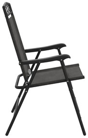 Cadeiras de jardim dobráveis 2 pcs aço/textilene cinza mesclado