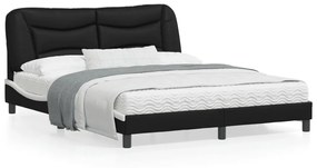 vidaXL Estrutura cama c/ luzes LED 160x200cm couro artif. preto/branco