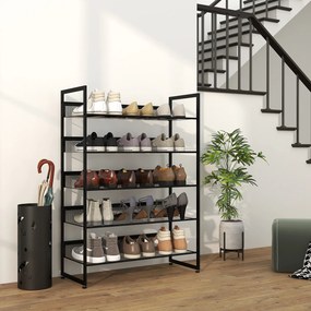 Sapateira Estreita de 5 Níveis em Aço para 15 Pares, 72 x 30 x 102 cm Preta