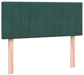 Cama boxspring com colchão 120x210 cm veludo verde-escuro