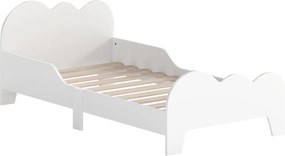 AIYAPLAY Cama para Crianças 143,5x74,5x56 cm Estrutura de Cama Infantil com Desenho de Núvem e Barreira de Segurança Branco | Aosom Portugal