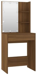 Conjunto toucador com LEDs madeira processada sonoma castanho