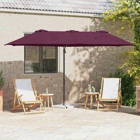 vidaXL Guarda-sol cantilever de jardim Vermelho bordô Largo