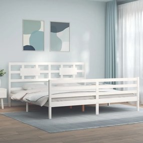 vidaXL Estrutura cama Super King Size c/ cabeceira madeira branco