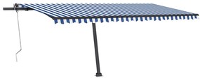 Toldo autom. com LED e sensor de vento 500x350 cm azul/branco