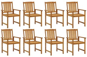 Cadeiras de jardim com almofadões 8 pcs acácia maciça