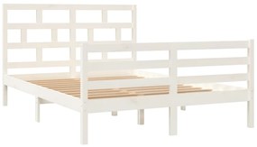 Estrutura de cama 140x200 cm madeira de pinho maciça branco