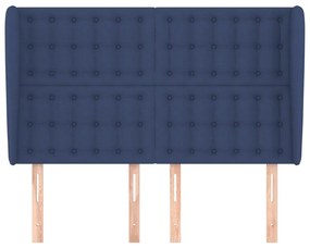 Cabeceira de cama c/ abas tecido 147x23x118/128 cm azul