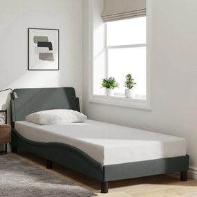 Estrutura de cama sem colchão 90x200 cm tecido cinzento-escuro