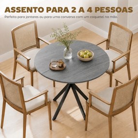 Mesa de Jantar Redonda para 2 Pessoas (CADEIRAS NÃO INCLUIDAS), 80 x 80 x 75 cm, Estrutura Cruzada em Aço, Cinzenta