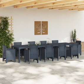 Mesa de Jardim Antracite 350x100x73 cm Poly Rattan