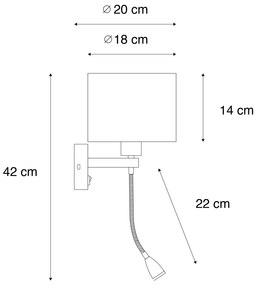 Candeeiro de Parede Bronze com Abajur de Veludo Design Crocodilo 18cm - Brescia Clássico / Antigo,Moderno