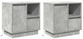 Mesas de cabeceira com LED 2 pcs betão cinza 50x34.5x50 cm