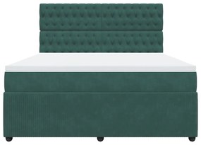 Cama com molas/colchão 180x200 cm veludo verde-escuro