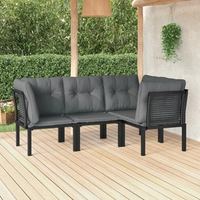 vidaXL 4 pcs conjunto lounge de jardim vime PE preto e cinzento