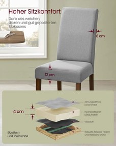 Conjunto de 2 cadeiras de sala de jantar com encosto alto e almofada confortável cinzento