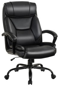 Cadeira de escritório giratória 360° com braços acolchoados para escritório preto 74 x 69 x 117-127 cm