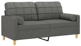 Sofá 2 lugares +almofadas decorativas 140cm tecido cinza-escuro