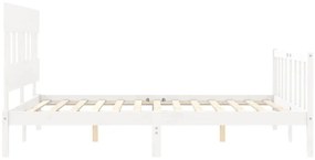 Cama sem colchão 160x200 cm madeira de pinho maciça branco