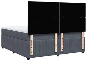 Cama com molas/colchão 200x200 cm veludo cinzento-escuro
