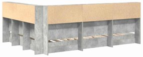 Cama estante com prateleira com cabeceira 2 pcs Cinzento cimento 140 x