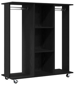 Guarda-roupas com Rodas em Carvalho Preto 102x38x110 cm Madeira de Eng
