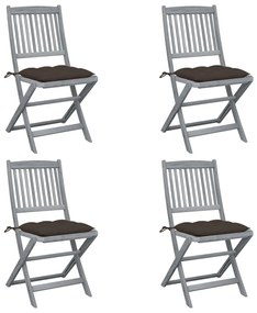 vidaXL Cadeiras exterior dobráveis c/ almofadões 4 pcs acácia maciça