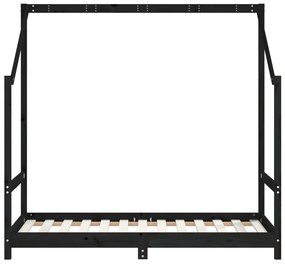 Estrutura de cama infantil 80x160 cm pinho maciço preto