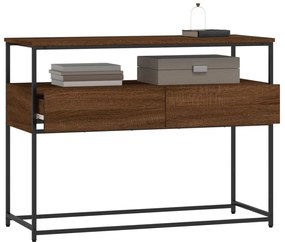 Mesa consola 100x40x75 cm derivados madeira carvalho castanho