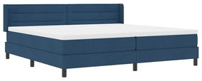 Cama Box Spring com colchão azul, 200x200 cm - tecido