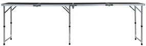 Mesa de campismo dobrável 240x60 cm alumínio cinzento