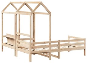 Conj. de sofá-cama e banco com telhado 80x200 cm pinho maciço