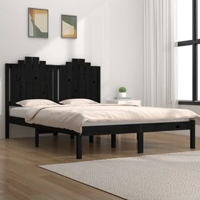 Estrutura de cama 140x190 cm madeira de pinho maciça preto