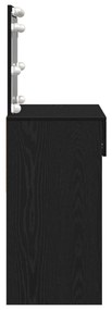 Toucador com LED Carvalho Preto 100x40x120 cm