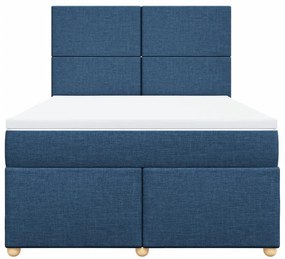 Cama com molas/colchão 160x200 cm tecido azul